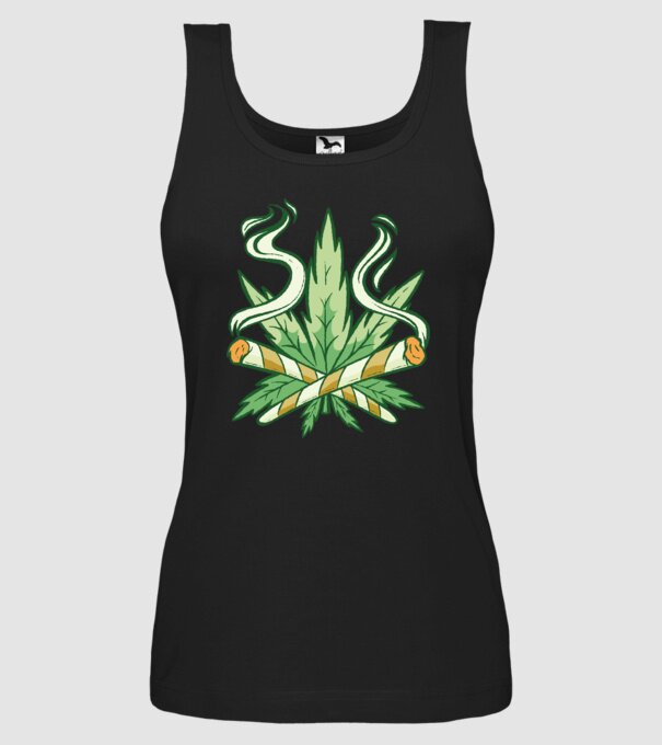 Cannabis Marijuana model negru pe tricou