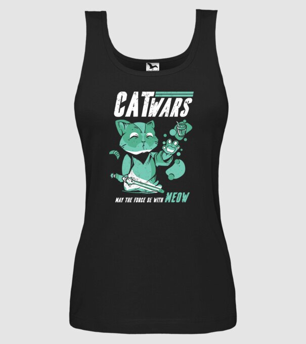 Cat wars - May the force be with meow model negru pe tricou