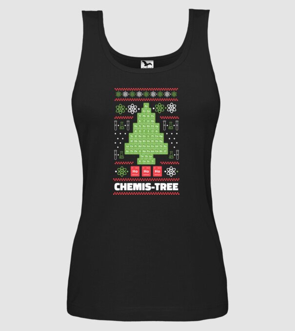 Chemis-tree pom de Crăciun model negru pe tricou