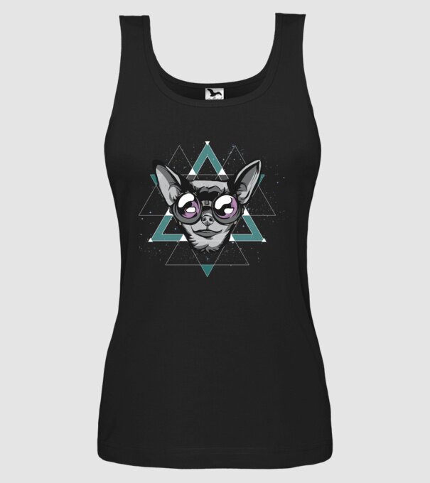 Tricou cu Câine Chihuahua model negru pe tricou
