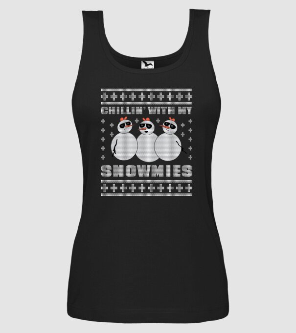 Chillin with my Snowmies tricou pulovăr urât model negru pe tricou