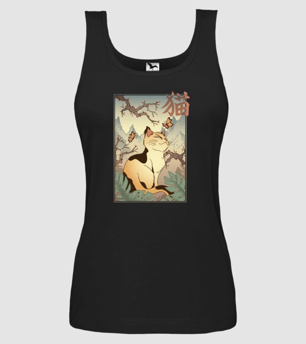 Pictură Pisică model negru pe tricou