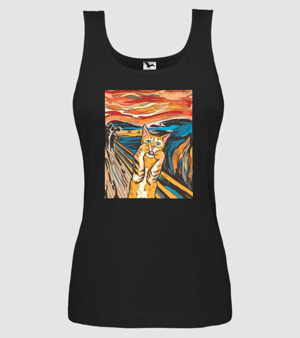 pictură Parodie Pisică model negru pe tricou