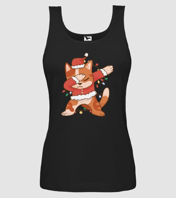 Pisică Crăciun DAB model negru pe tricou