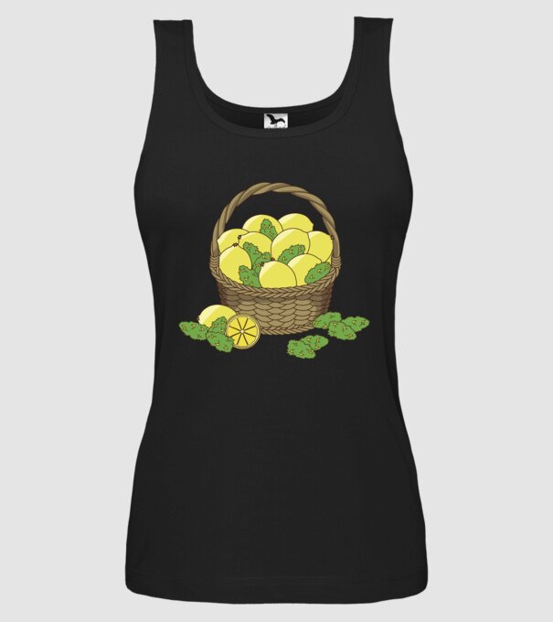 Coș de lămâi model negru pe tricou