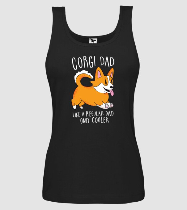 Tată de Corgi model negru pe tricou