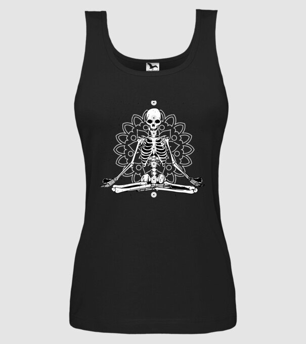 Schelet Yoga model negru pe tricou