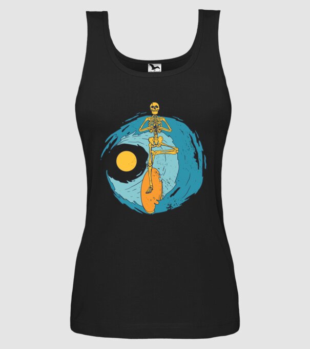 Schelet Surfer model negru pe tricou