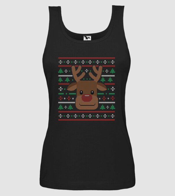 Tricou cu ren pulovăr urât model negru pe tricou