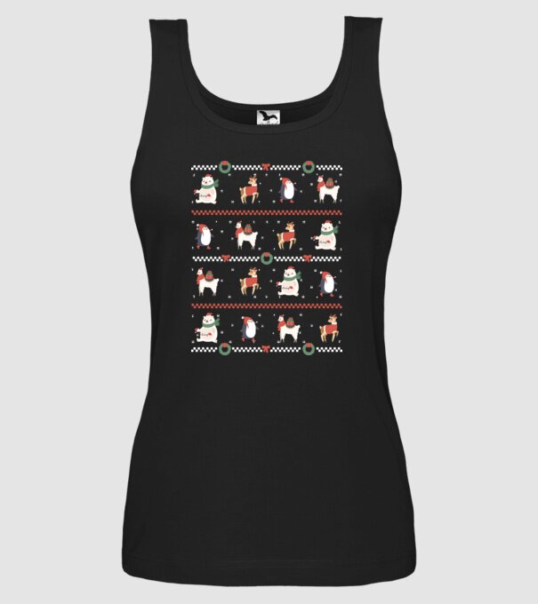 Pulover urât cu Animale drăguțe model negru pe tricou