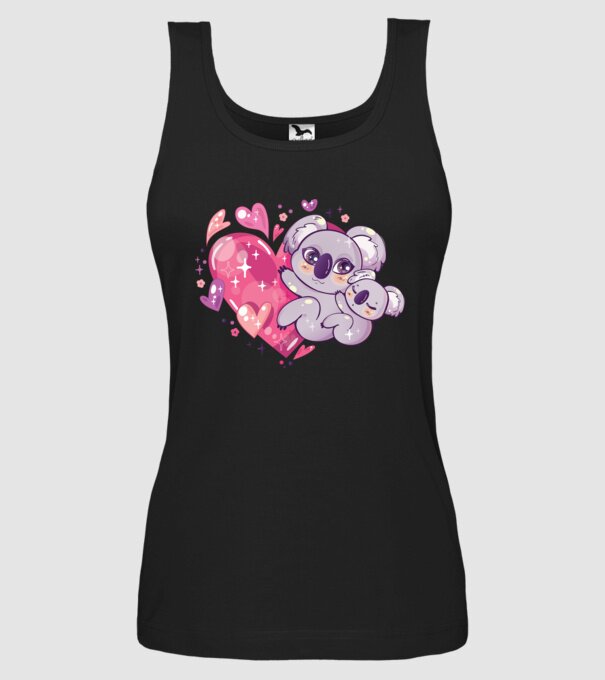 Koala drăguță Anime model negru pe tricou