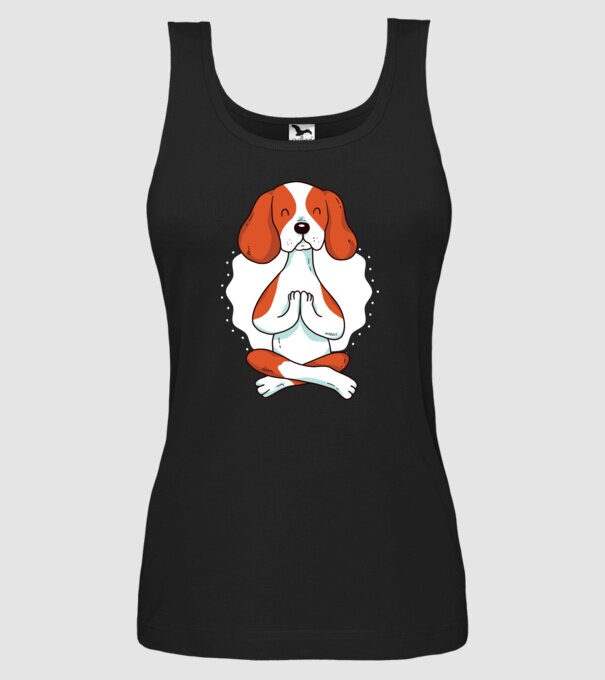 Yoga Drăguț Câine Beagle model negru pe tricou