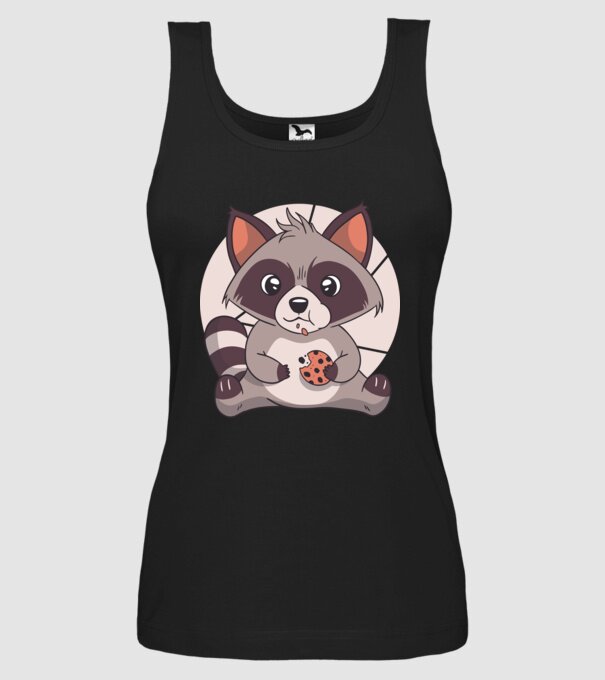 Tricou raton drăguț mâncând biscuiți model negru pe tricou