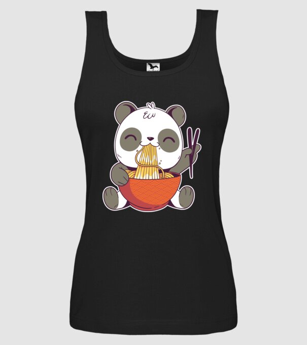 Panda drăguț cu paste model negru pe tricou