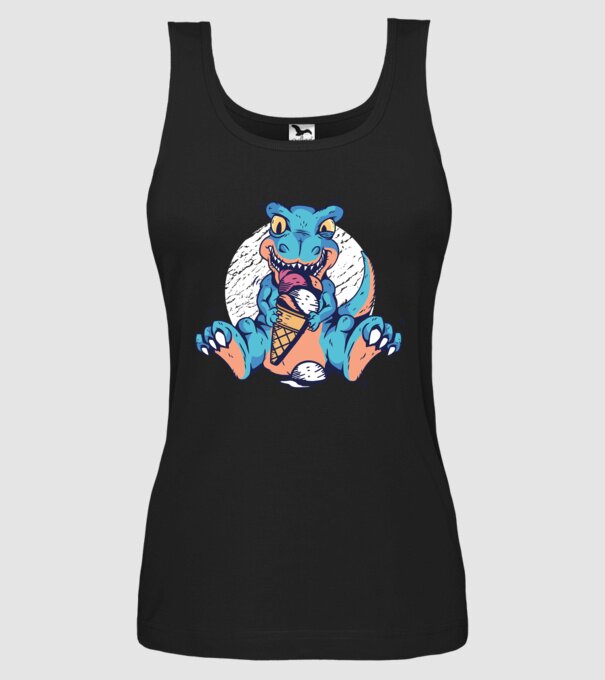 T-rex drăguț cu înghețată model negru pe tricou