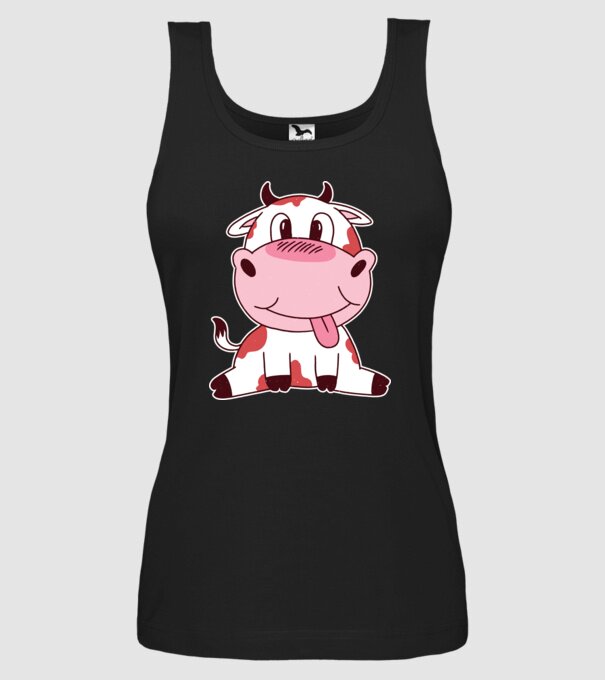 Vacă drăguță model negru pe tricou
