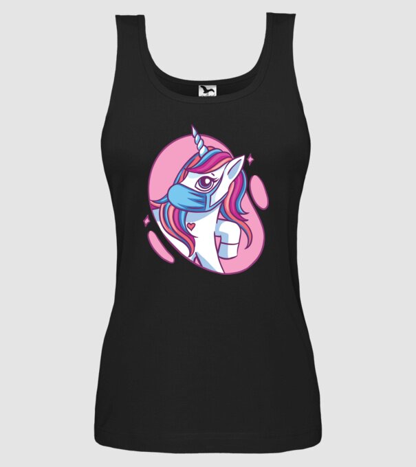 Unicorn drăguț cu mască model negru pe tricou