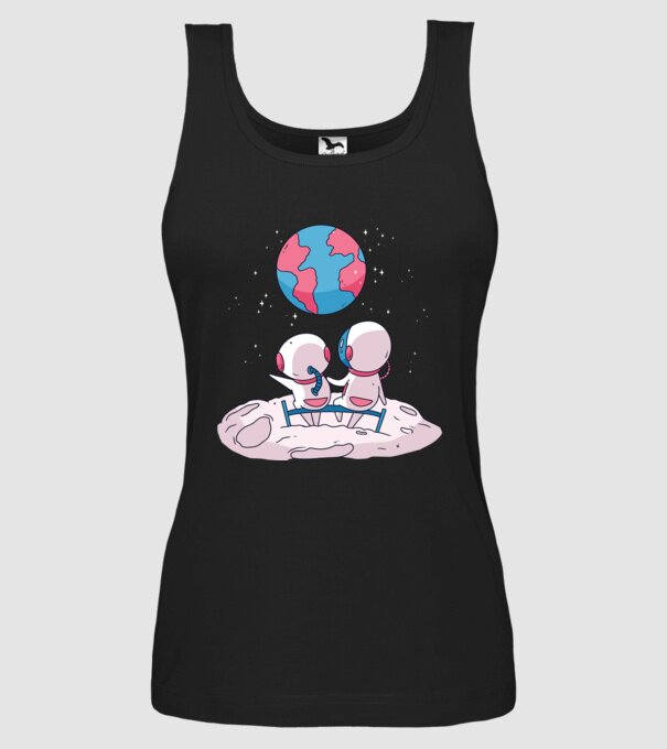 Astronauți drăguți model negru pe tricou