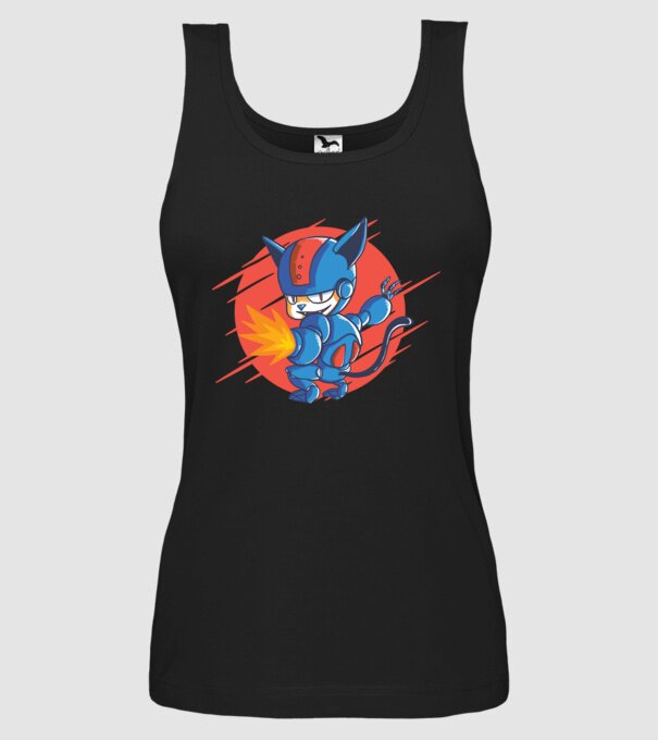Pisică Cyborg Robot model negru pe tricou