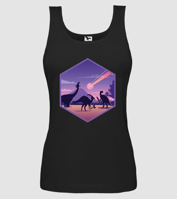 Dinozaur Meteor model negru pe tricou