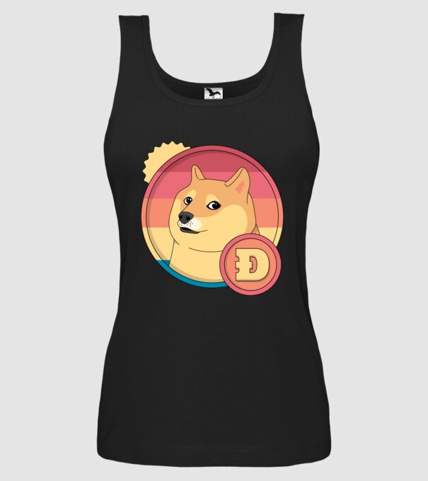 Doge Coin model negru pe tricou
