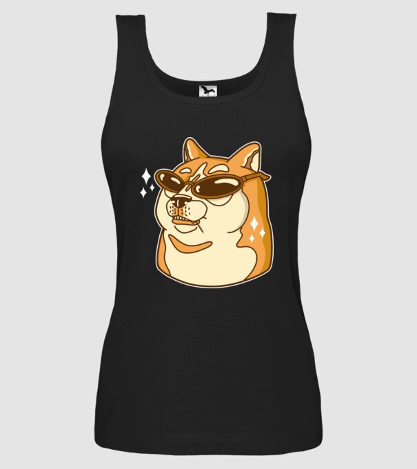 Doge Coin model negru pe tricou