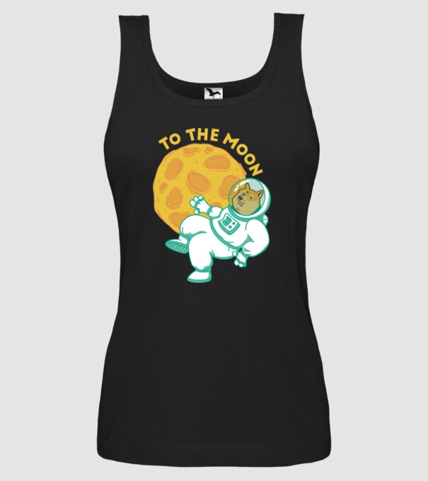 Dogecoin to the moon model negru pe tricou
