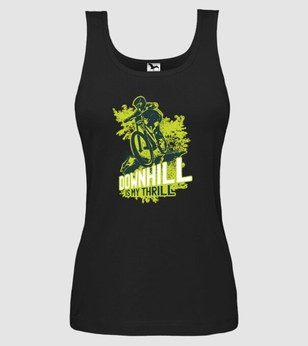Downhill Is My Thrill tricou bicicletă model negru pe tricou
