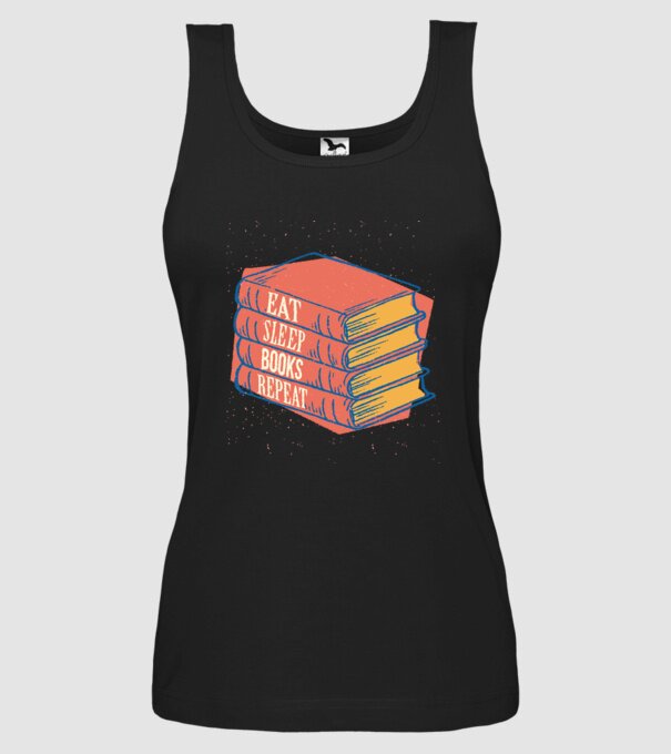 Eat Sleep Books Repeat Lectură model negru pe tricou