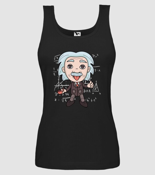 Caricatură Einstein model negru pe tricou