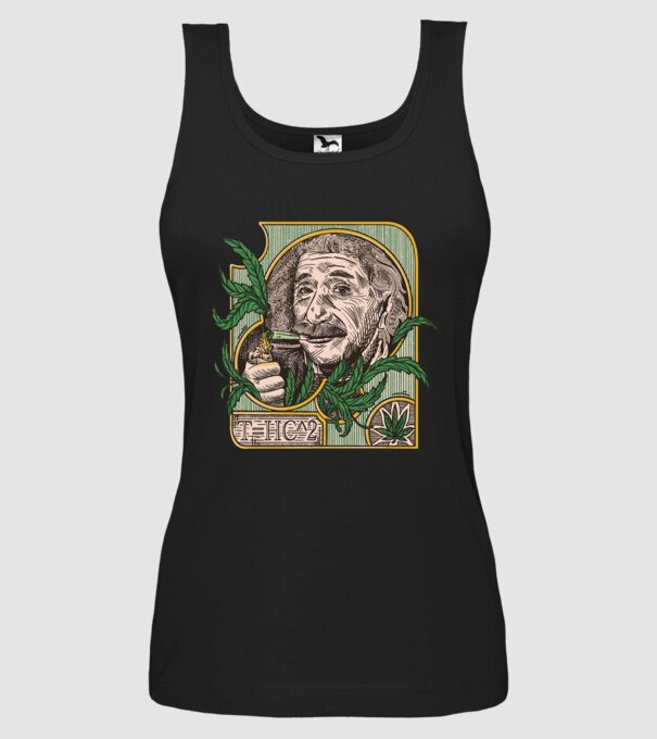 Einstein Marijuana THC model negru pe tricou