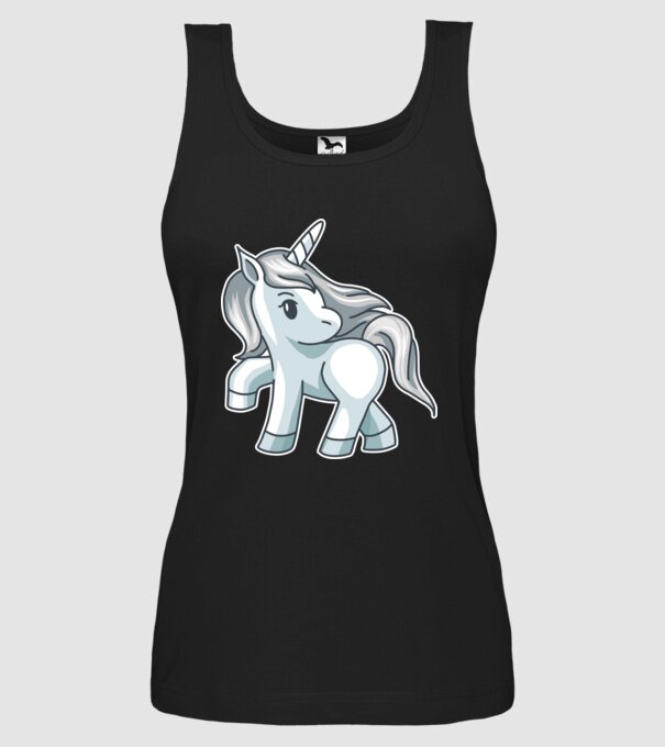 Unicorn de argint model negru pe tricou