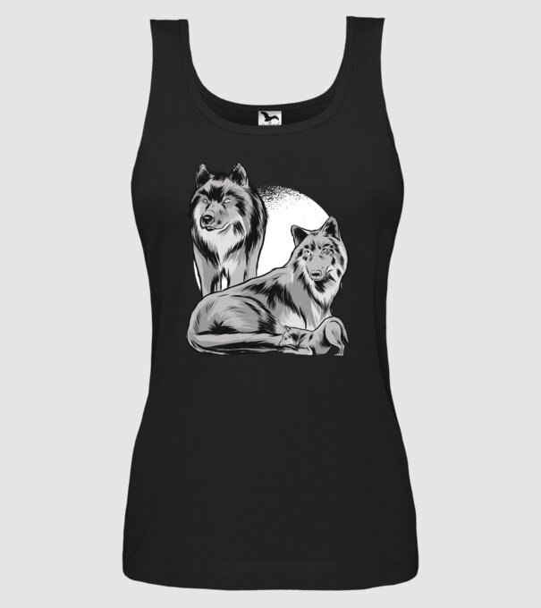 Familie de lupi model negru pe tricou