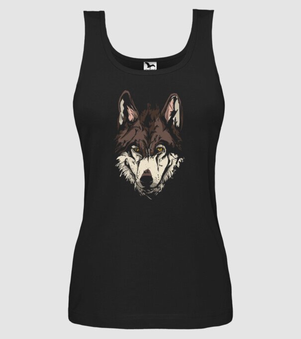 Cap de lup model negru pe tricou