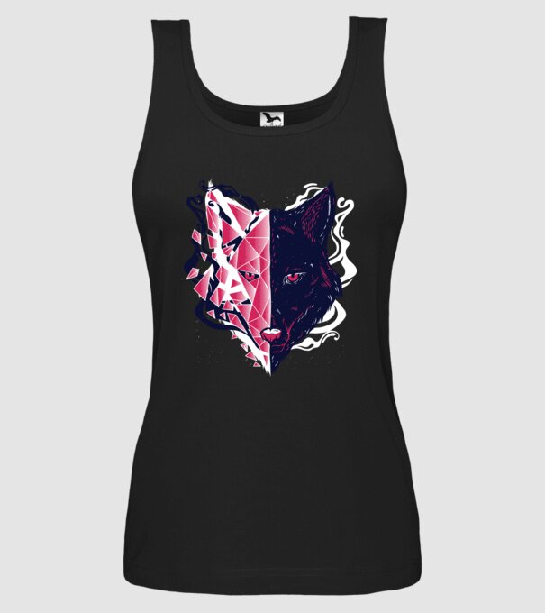 Cap de lup model negru pe tricou