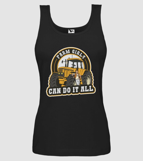 Farm Girls can do it all Tractor model negru pe tricou