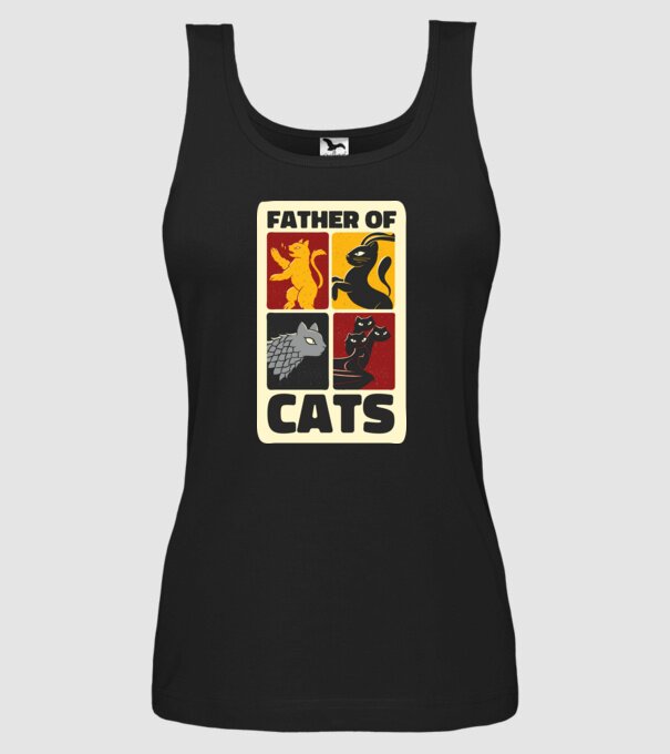 Father of Cats Game of Thrones parodie model negru pe tricou