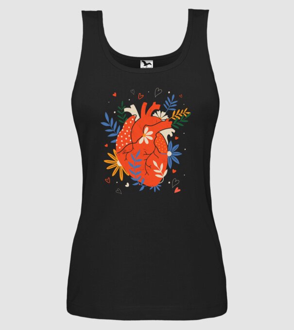 Inimă Floral model negru pe tricou