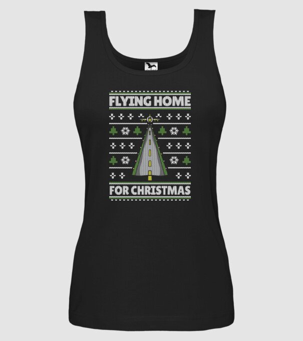 Flying Home for Christmas Pulover urât model negru pe tricou