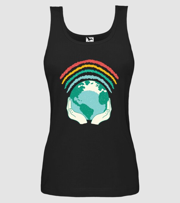 Pământ Wifi Curcubeu model negru pe tricou