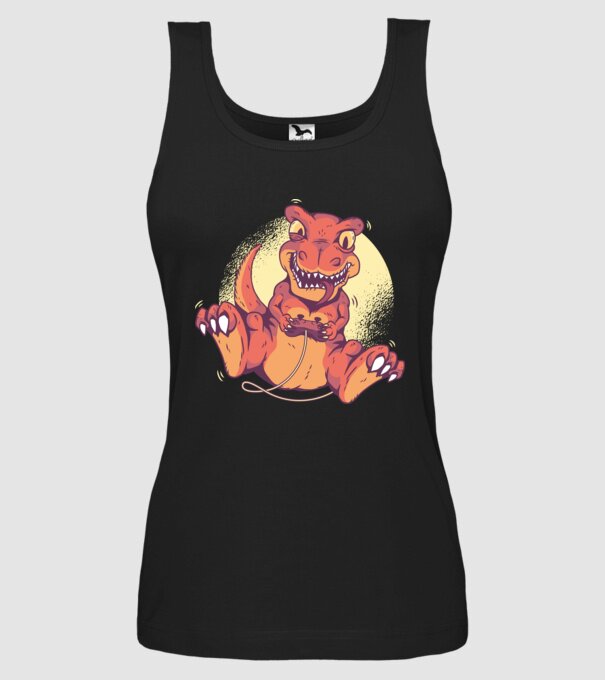 Dinozaur Gamer tricou model negru pe tricou