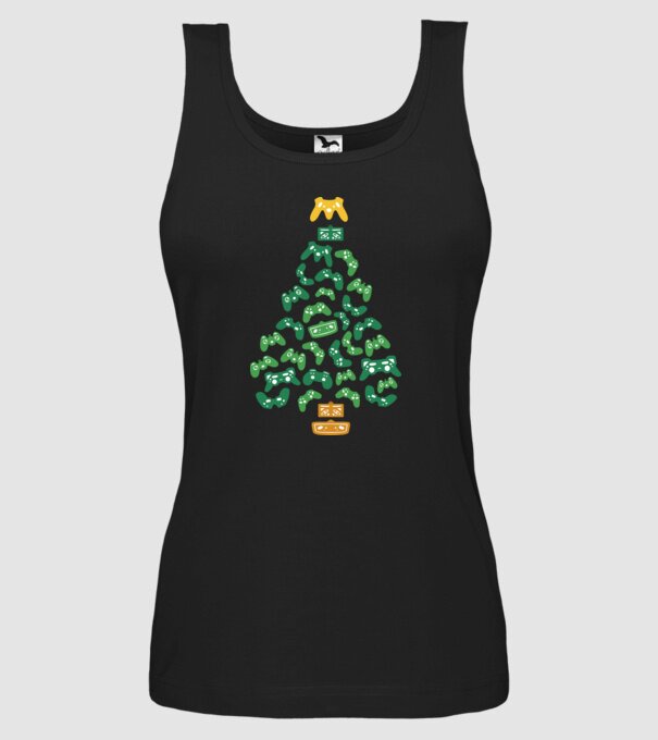 pom de Crăciun Gamer model negru pe tricou