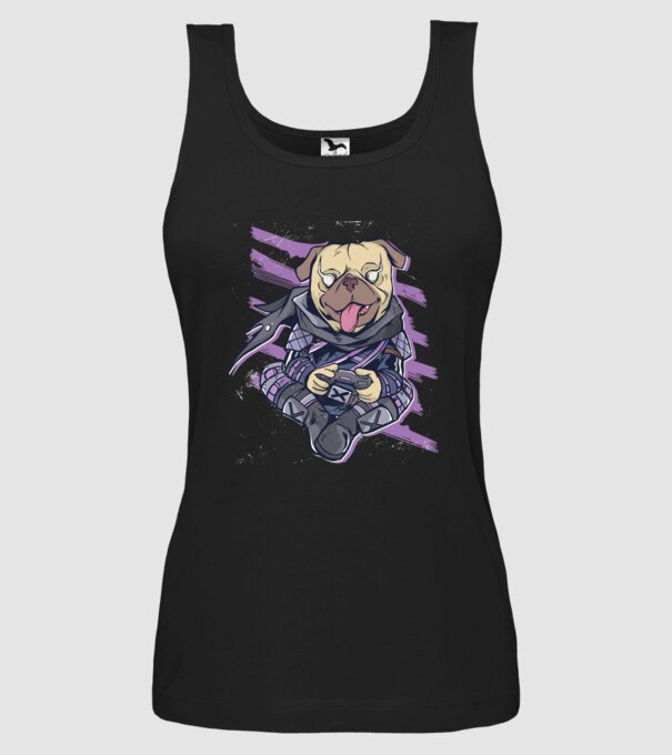 Mops Gamer model negru pe tricou