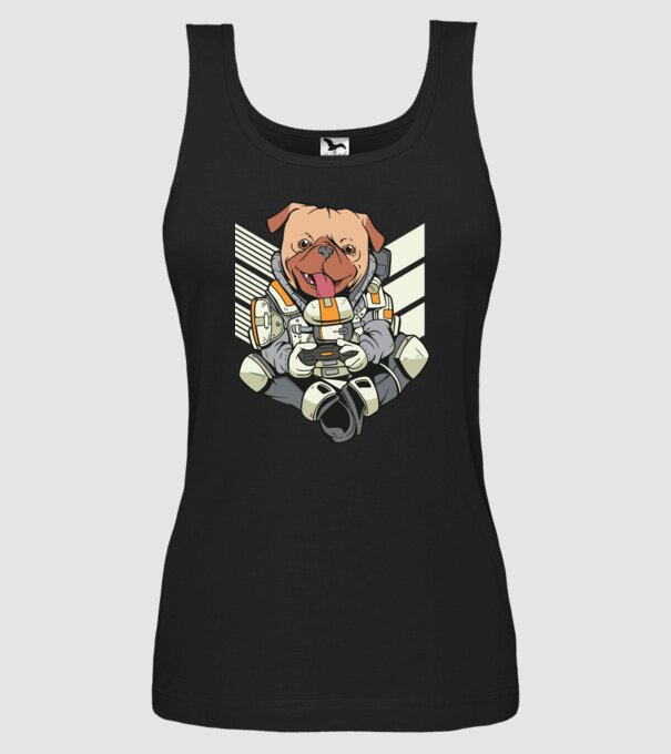 Mops Gamer model negru pe tricou