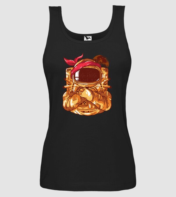 Gangsta Astronaut astronaut rapper model negru pe tricou