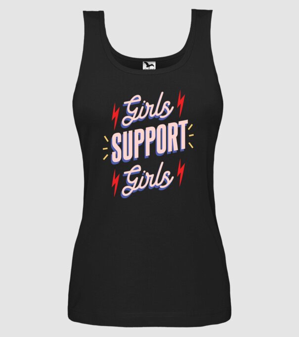 Girls Support Girls Ziua Femeii model negru pe tricou