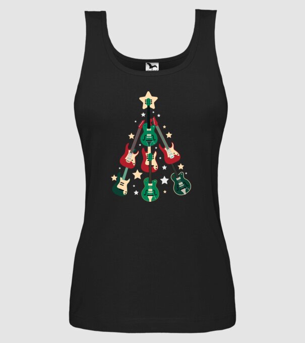 Pom de Crăciun Chitară model negru pe tricou