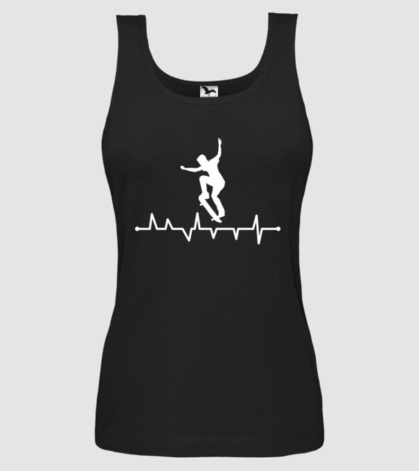 Heartbeat Skateboarder model negru pe tricou
