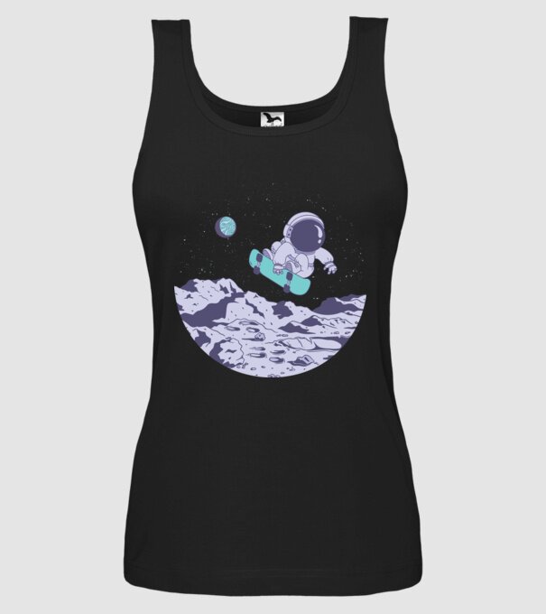 Astronaut Skateboarder model negru pe tricou