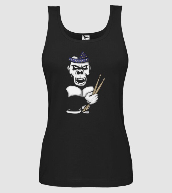 Gorilă Baterist model negru pe tricou
